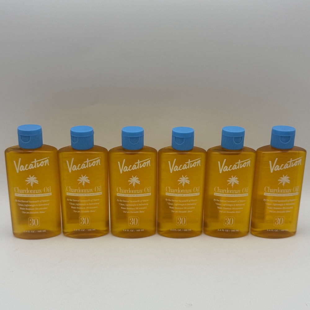 Vacation Chardonnay Oil Sunscreen SPF‎ 30 Unisex 3.4oz 6-Pack Gold SPF30 Oil